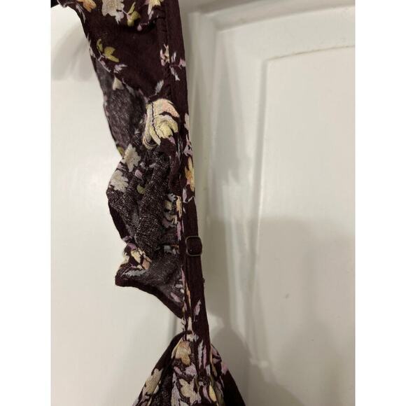 Intimately Free People Chocolate Brown Floral Ruffle Strap Tank Bodysuit Size XS - Picture 15 of 15